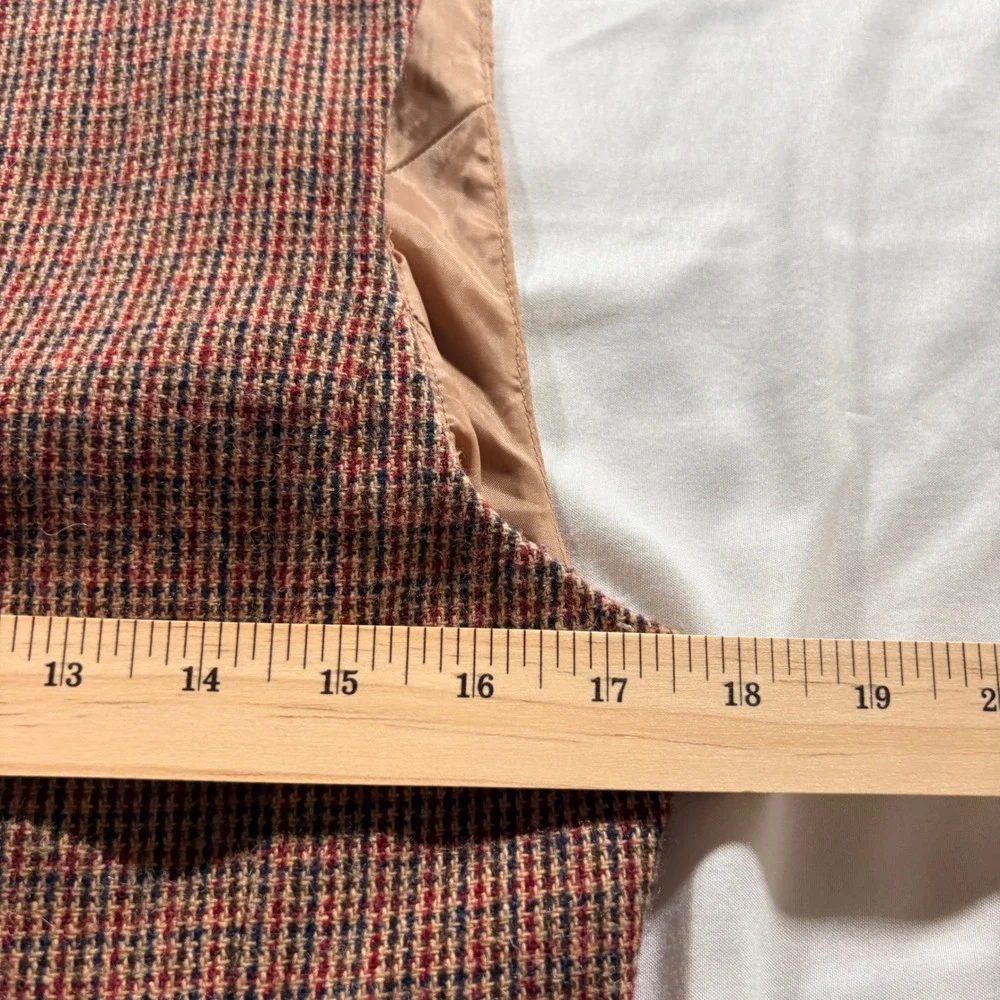 Joan Leslie Tweed Wool Vest Womens Small Multicolor Plaid Button Front Waistcoat